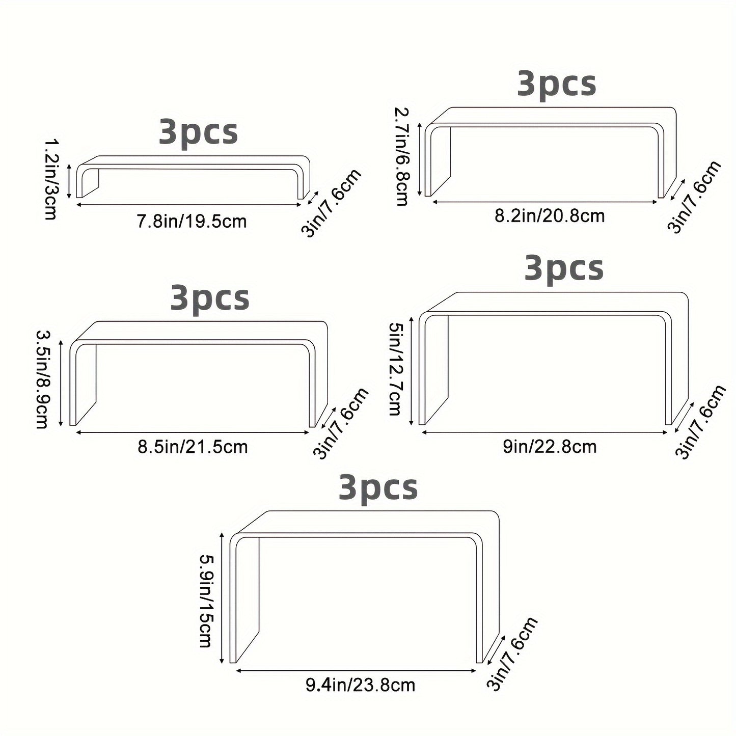 Clear Acrylic Risers Display Stands Set Funko Pop Cupcake Jewelry