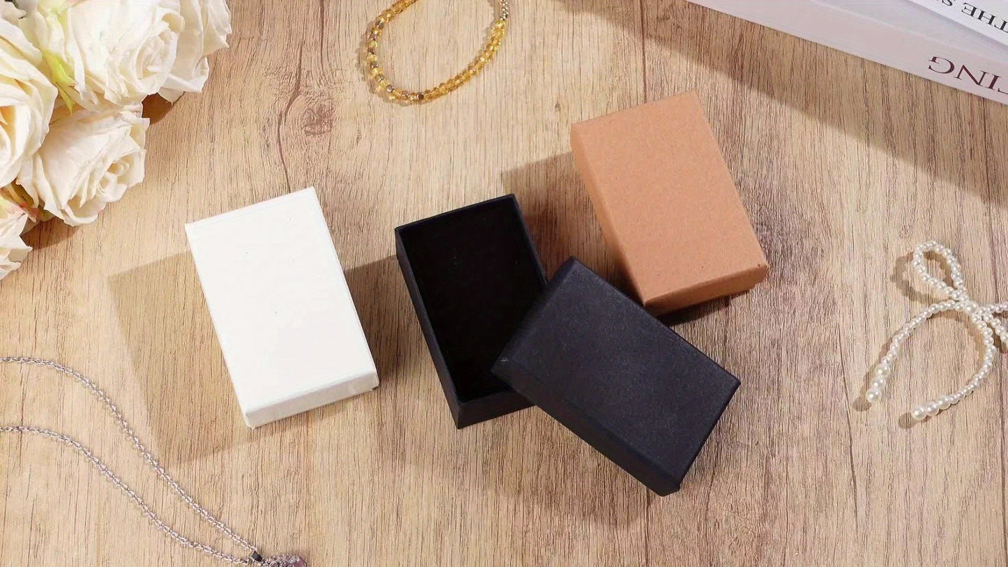 Jewelry Gift Boxes Bulk 100pcs Cardboard Paper Boxes for Necklace Earring Bracelet Ring Storage Packaging Display Christmas Thanksgiving Gift Boxes Brown Black White 3.2x2x1.2in