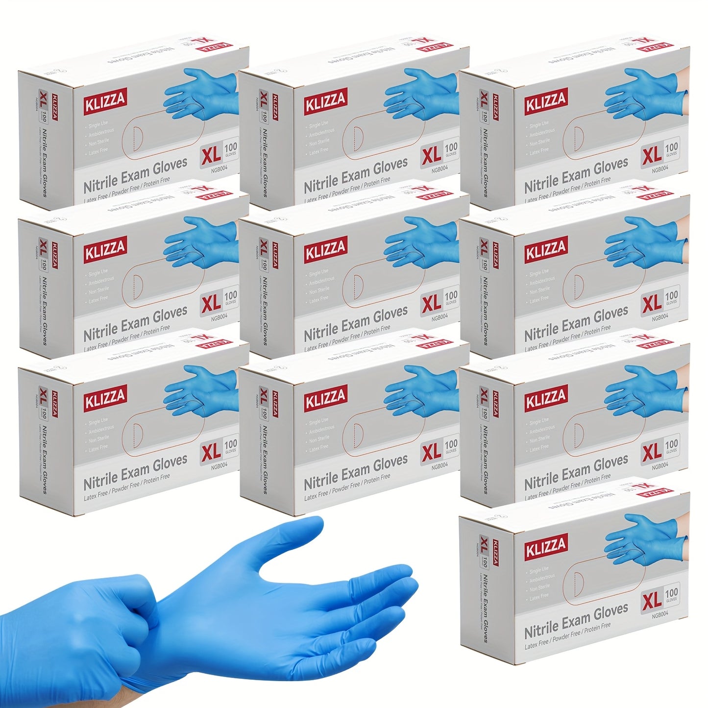 Nitrile Disposable Gloves 1000 Count (10 Boxes), 6.5 Mil Thickened Blue Nitrile Gloves, Latex-Free Powder-Free, Tear-Resistant, for Kitchen Cleaning, Food Handling, Hair Dyeing, Medical & Industrial Use