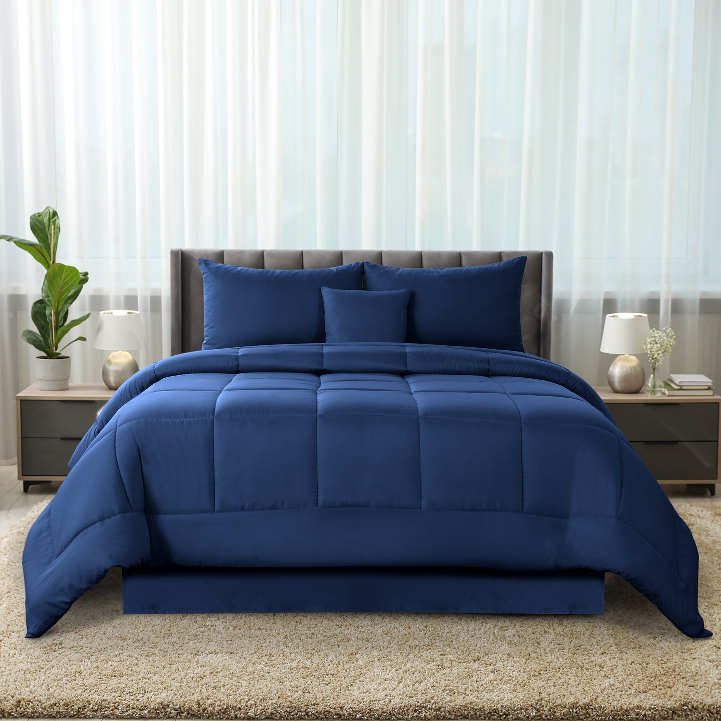 5-Piece Comforter Set – Down Alternative Reversible Quilted Bedding with Bed Skirt & Pillow Shams, Twin Queen King, All Seasons – 13 Colors