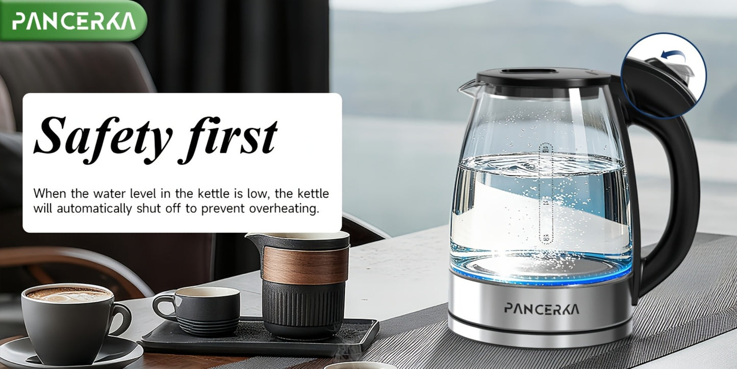 Electric Kettle 1000W BPA Free Auto Shut-Off Stainless Steel Fast Boiling Hot Water Kettle 1.7L Cordless Tea Kettle with Filter Boil-Dry Protection Black