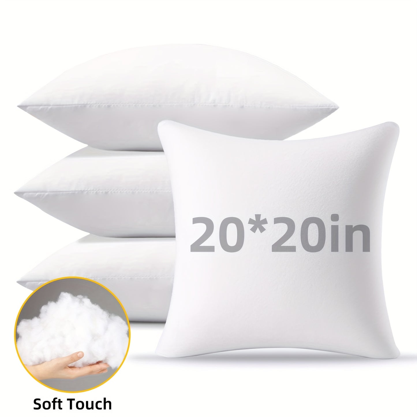 Outdoor Pillow Inserts 4/6 Pack – Soft Microfiber Fill, Waterproof & Fluffy Throw Pillow Inserts for Sofa Bed Couch, 12x20 18x18 20x20 Inch