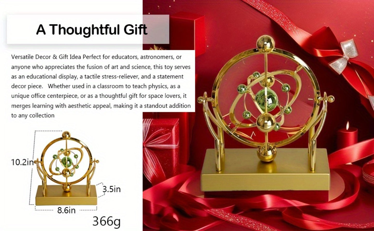 Perpetual Motion Pendulum Desk Decor - Cosmic Swing Solar System Planets Atomic Model Science Demonstration Self-Running No Battery Office Home Physics Gift