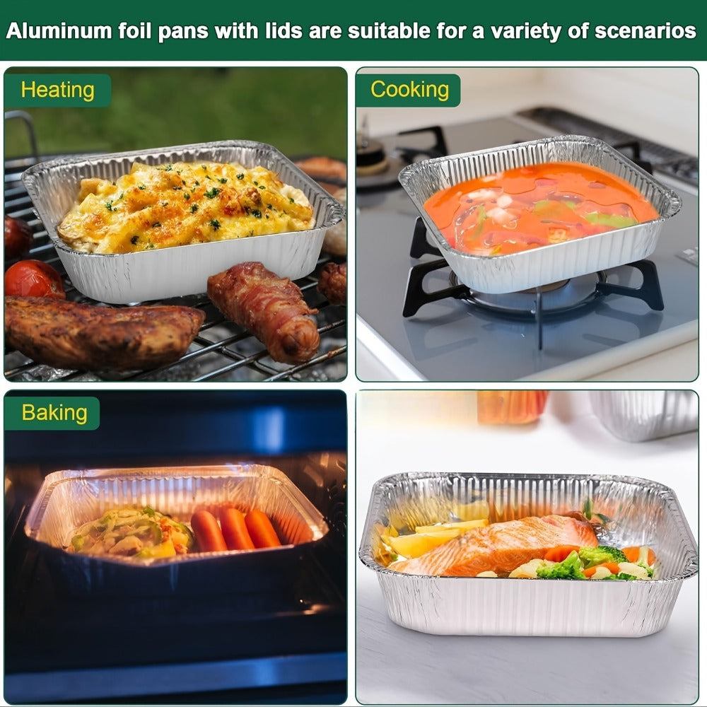 Aluminum Foil Pans 8x8 Inch 30 Pack with Lids Disposable Square Cake Pans – Baking Cooking Freezing & Meal Prep Containers, Stackable Foil Baking Pans for Brownies Lasagna