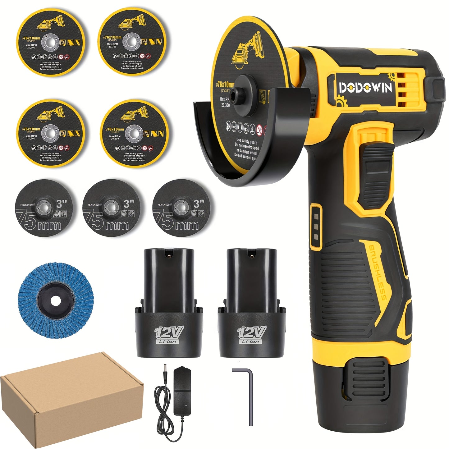 Mini Cordless Angle Grinder 19500RPM – Electric Grinding Polishing Tool for Metal Wood Stone Concrete | Lithium Power Grinder with Battery Options