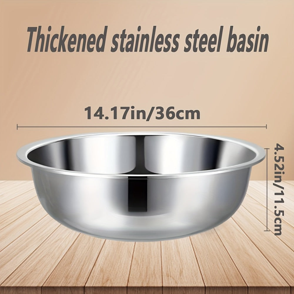 Stainless Steel Mixing Bowl Large 15.75 Inch with Footed Base – Rust-Resistant Salad Bowl, Vegetable & Fruit Washing Basin, Soaking Tub & Dish Pan for Home Kitchen, Durable & Easy to Clean
