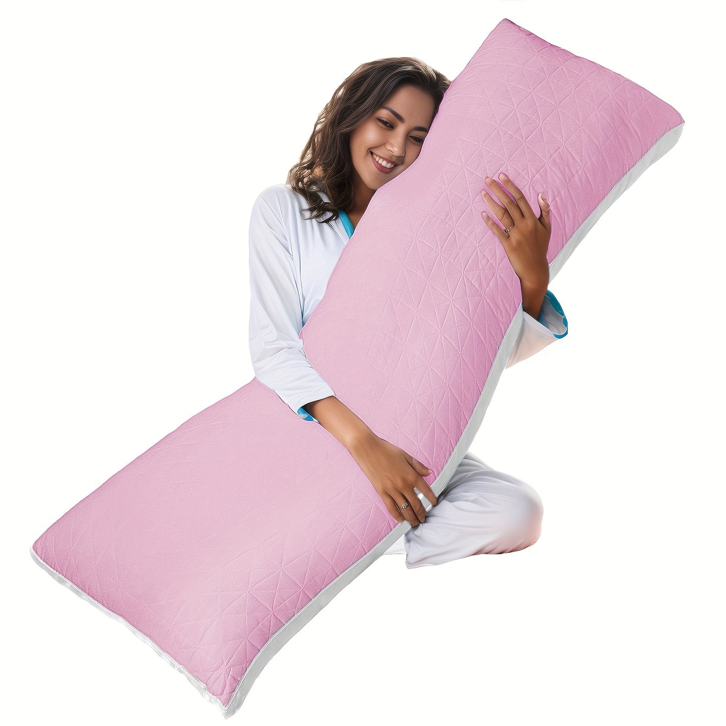 Body Pillow 20x54 Inch Cooling Memory Foam – Full Body Pillow for Adults Side Sleepers, Firm Long Sleeping Pillow for Stomach Back Support, Pregnancy Pillow, Washable Cover, Grey White Pink