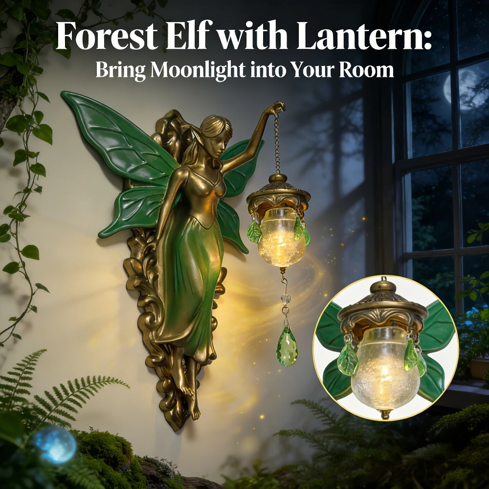 Fairy Statue Wall Decor 9.84in Fantasy Forest Fairy Sculpture – Carved Green Leaf Art Wall Hanging Ornament for Bedroom Living Room – Dreamy Fairy Tale Home Decor Gift for Fairy Lovers Easter Spring