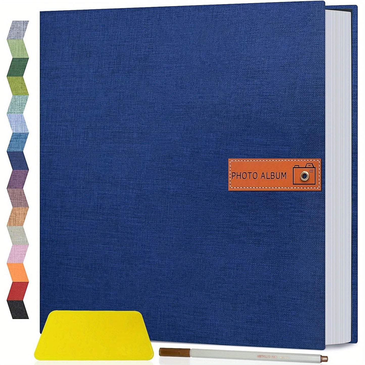 Self Adhesive Photo Album Scrapbook – Large Linen Cover Memory Book for 4x6 5x7 8x10 Photos, DIY Picture Book with Metal Pen, Gift for Mom, Baby, Wedding, Valentine's Day & Mother's Day, 40 & 60 Pages