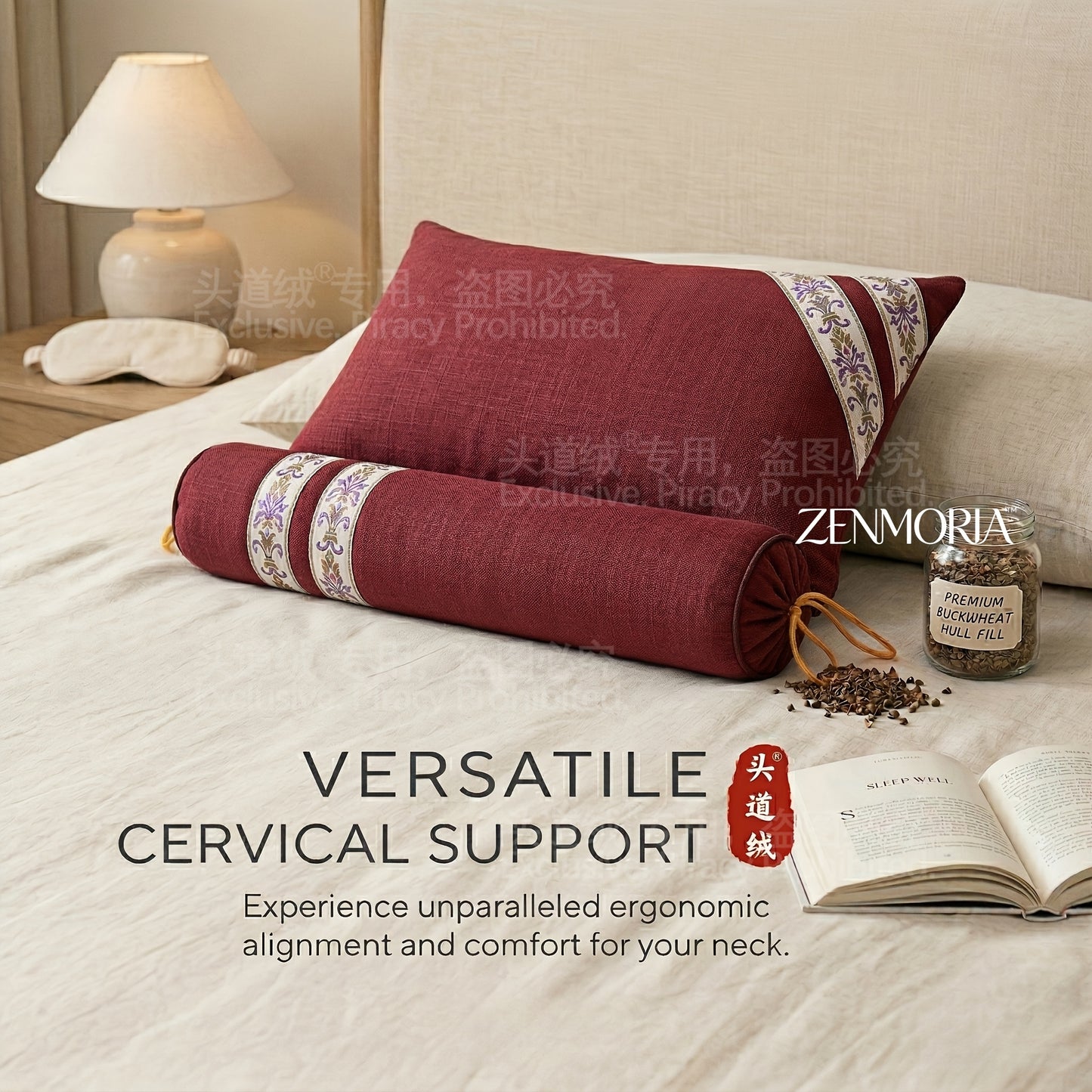 Detachable 2-in-1 Buckwheat Pillow – Ergonomic Support & Adjustable Comfort for Better Sleep