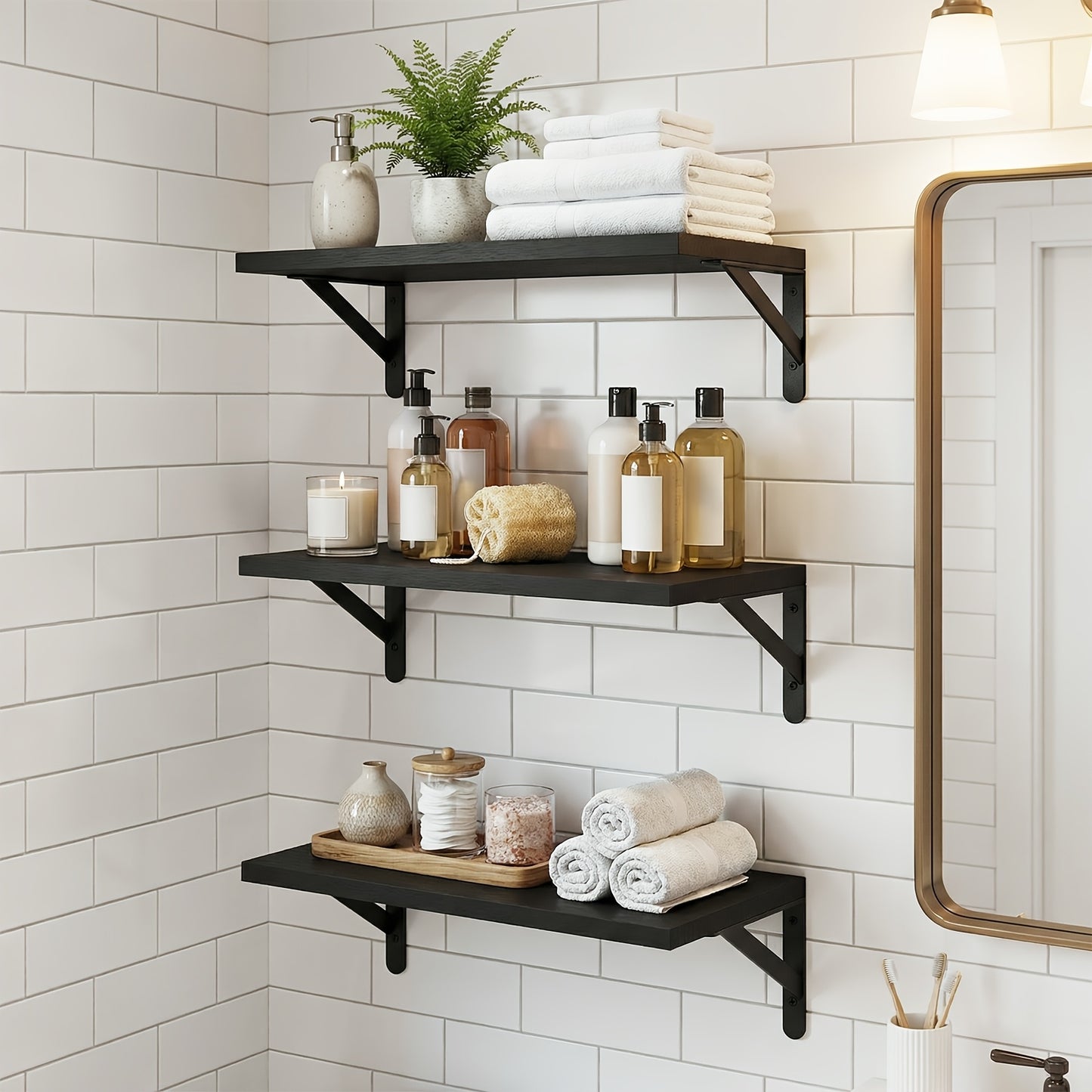 Floating Shelves for Wall – 3 or 6pcs Heavy Duty Farmhouse Wall Shelves for Bedroom, Bathroom, Living Room & Kitchen Decor – Long Ledge Shelf for Storage & Display (Multiple Colors & Sizes)