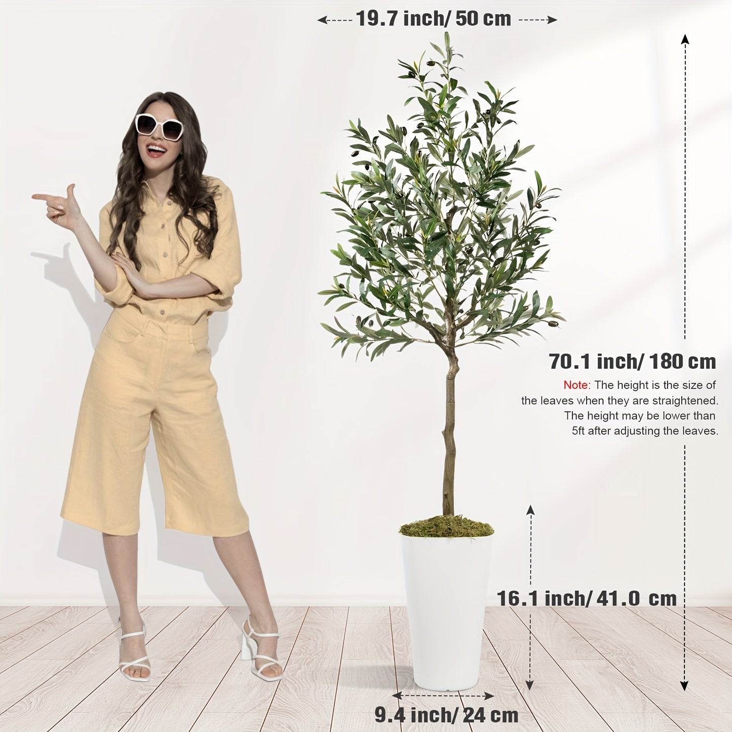 Artificial Olive Tree Indoor 5FT 6FT 7FT 8FT Potted Faux Olive Tree with Lifelike Trunk Branches Silk Leaves Fruits – Large Fake Plant for Living Room Office Home Decor