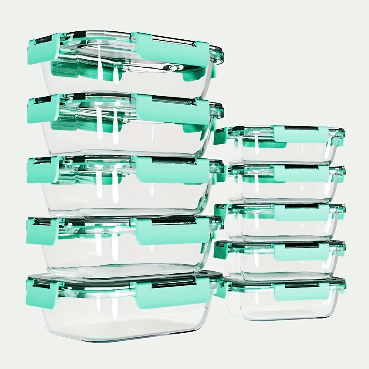 Glass Food Storage Containers with Lids 10PCS Set – Airtight Leak-Proof Meal Prep Containers, Dishwasher & Oven Safe, Lunch & Leftover Storage