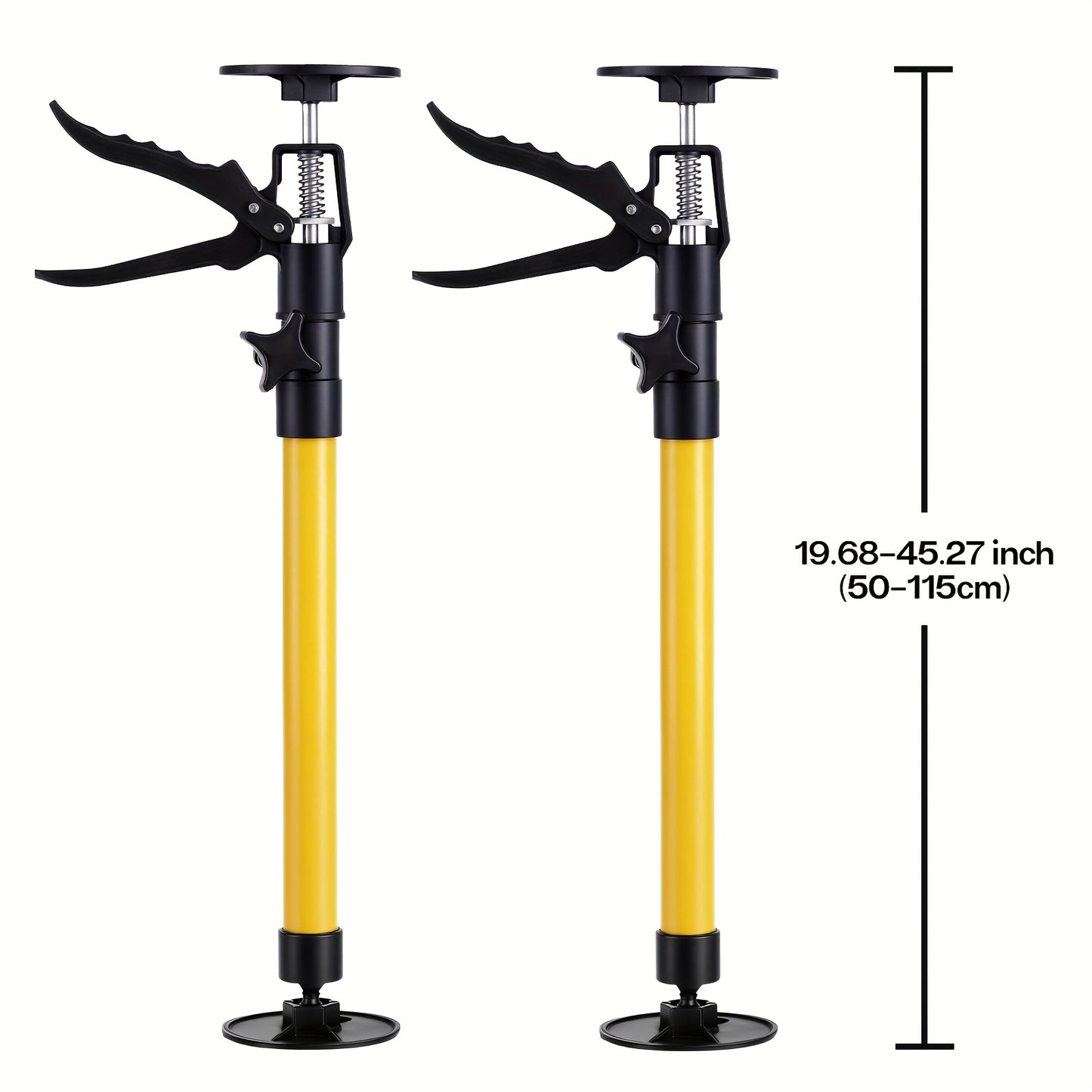 Telescopic Support Rods 2-Pack Third Hand Support System – 11.8–45.3 Inch Adjustable Steel Props, 88 lb Load Capacity, Thickened Base, for Drywall, Cabinet, Panel & Ceiling Installation