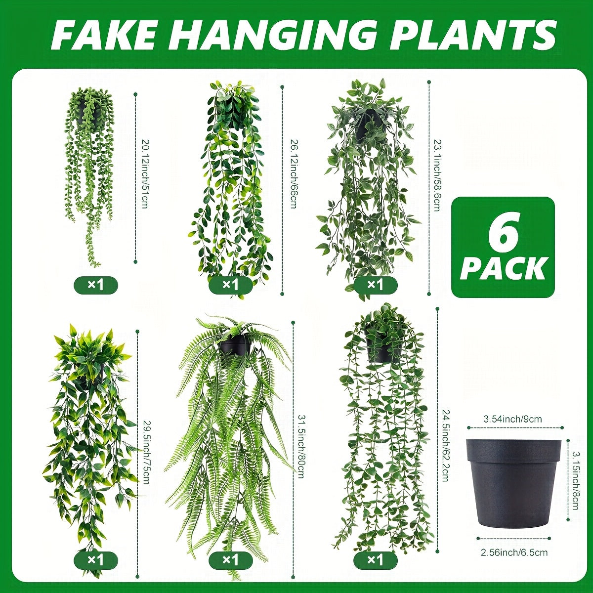 Artificial Hanging Ivy Vines – Fake Eucalyptus & Mandala Green Vine Plants for Indoor Wall Decor – Faux Hanging Plants for Bedroom, Bathroom, Balcony, Bookshelf & Living Room Aesthetic – 6 or 8 Pack