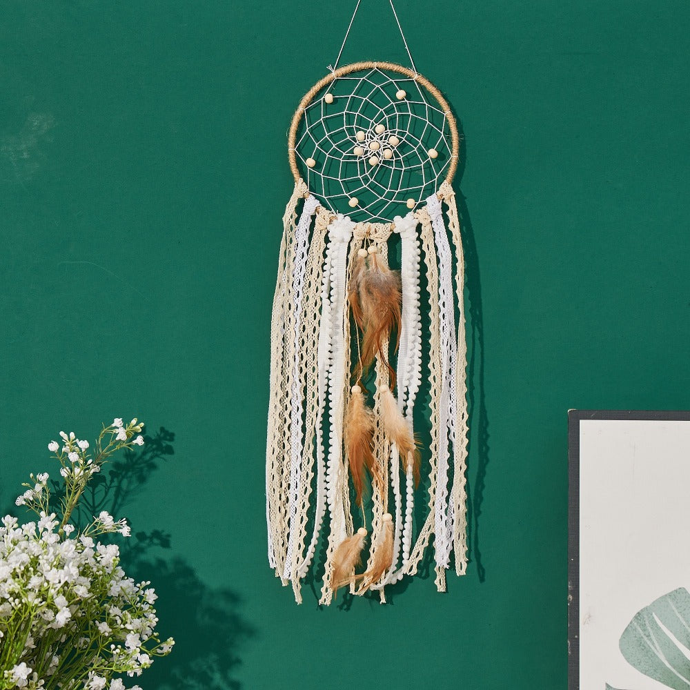 Dream Catcher Wall Decor 5 Pack Large Handmade Boho Dream Catchers Moon Sun Wall Hanging Decoration Bohemian Bedroom Decor Aesthetic Room Decor Bed Decoration Boho Wall Art Camel