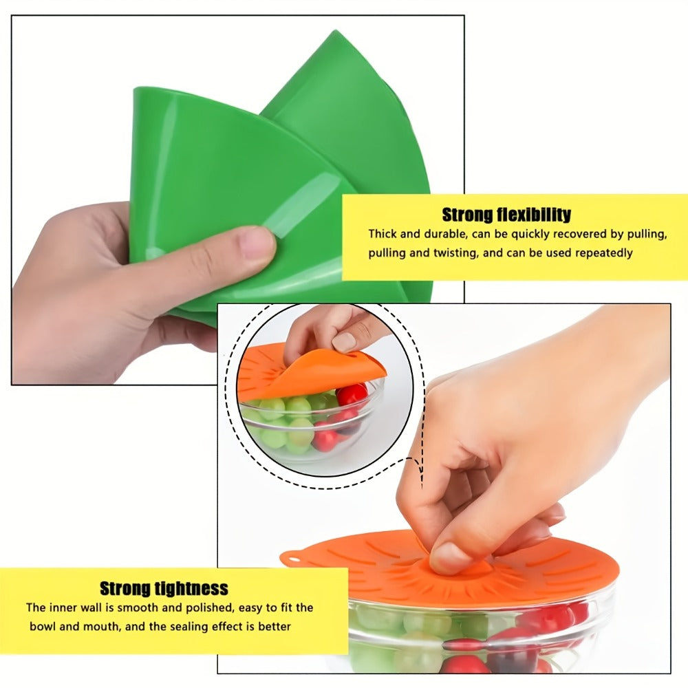 Silicone Food Lids 7 Pack 5 Sizes Reusable Stretch Lids for Bowls Cups Pots Pans – BPA Free Microwave Splatter Cover Airtight Leakproof Food Storage Lids Dishwasher Freezer Safe