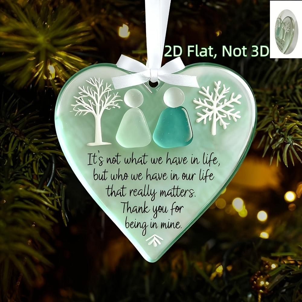 Acrylic Heart Friendship Ornaments 15 Pack – Heart-Shaped Sea Hanging Decor with Inspirational Quote, Christmas Tree Ornaments, Car Charm & Best Friend Gift Set