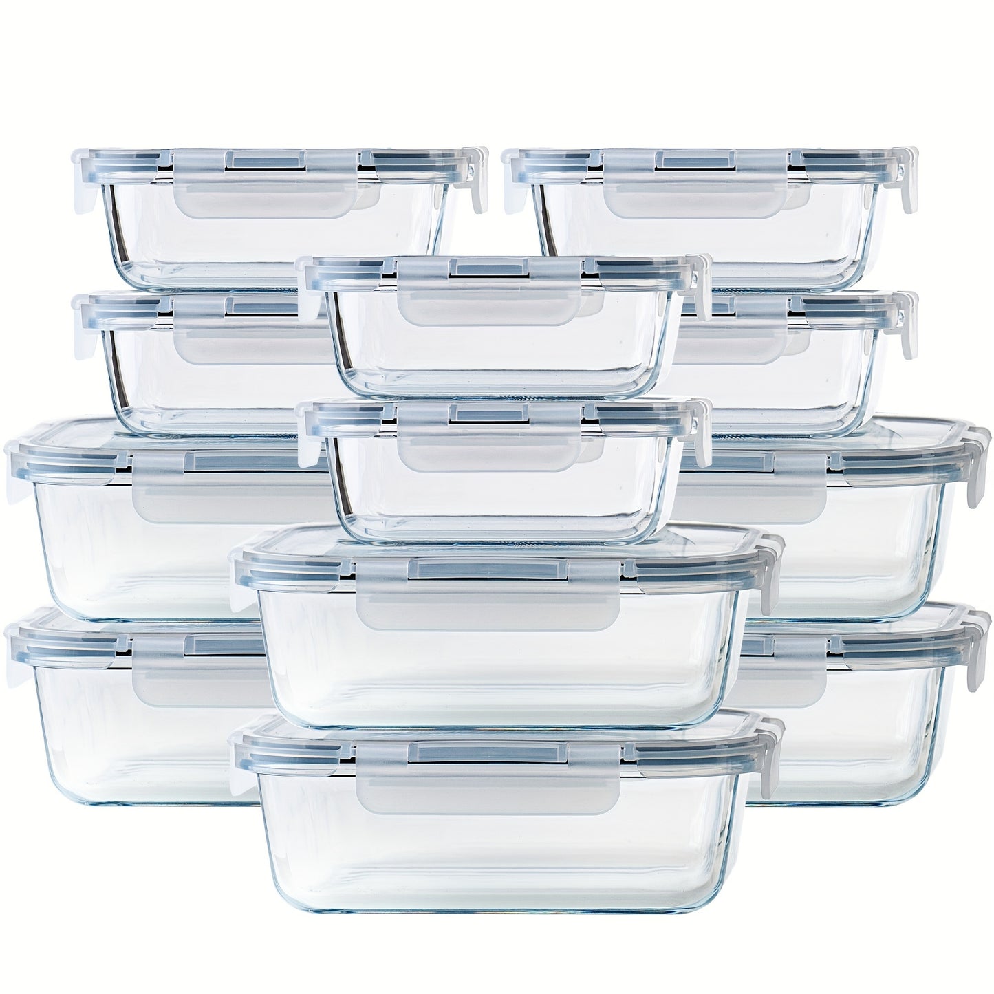Glass Food Storage Containers with Airtight Lids - Borosilicate Glass Meal Prep Containers Set, Microwave Dishwasher Freezer Safe, BPA Free, Leak Proof Lunch Containers for Kitchen