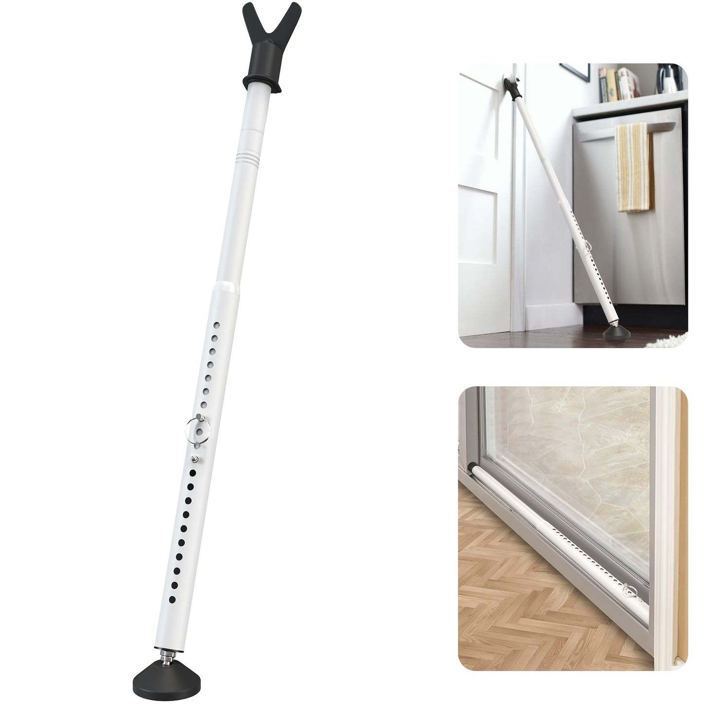 Door Security Bar Adjustable 28-45 Inch – Heavy Duty Door Barricade Bar with Anti-Slip Base, Fits Standard & Sliding Doors, Windows, Apartments, Hotels – Home Security Door Stopper Jammer 1 or 2 Pack