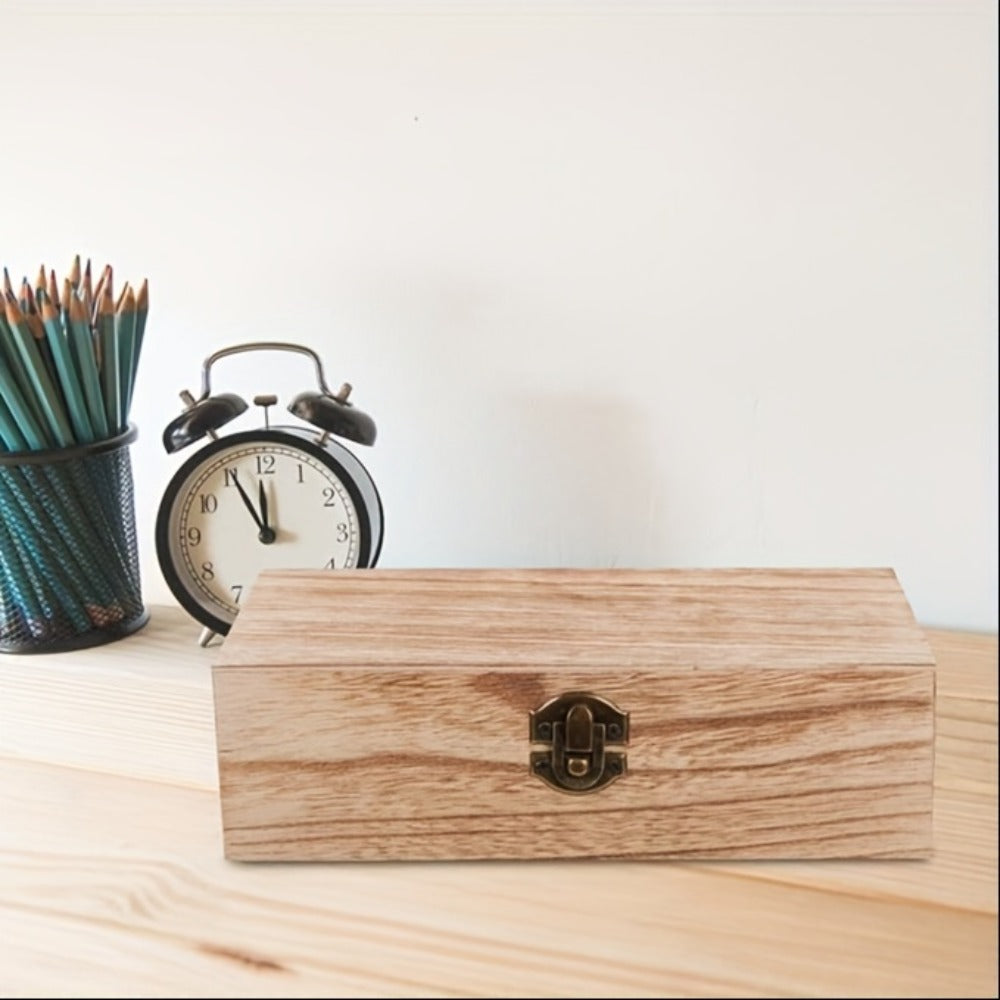 Jewelry Box with Lid & Lock Clasp Set of 3 – Vintage Wooden Storage Boxes for Jewelry, Daily Essentials & Gift Packaging, Versatile Home Organizer in 3 Colors