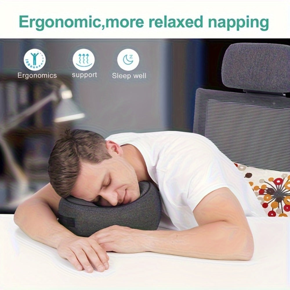 Memory Foam Travel Neck Pillow – Breathable Washable Cover for Airplane, Office, Car & Home Recliner