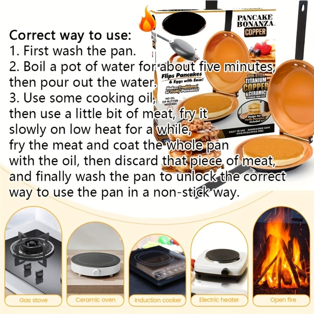 Double-Sided Non-Stick Omelette Pan – Reversible Flip Skillet for Fluffy Pancakes, Omelets & Italian Omelettes | Dishwasher Safe, Indoor & Outdoor Cooking, Camping Kitchen Essentials