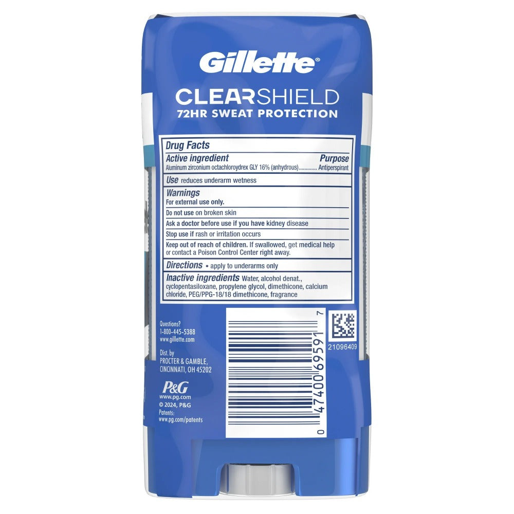 Antiperspirant Deodorant for Men Gillette Clinical 72-Hour Protection – Clear Gel Cool Wave Scent, 3.8 oz, Pack of 4, Anti-White Mark, Prescription Strength Sweat Defense