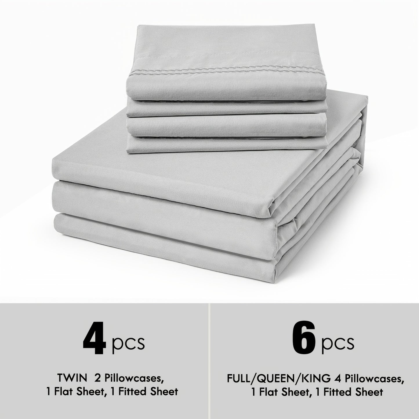 Bed Sheet Set Deep Pocket Soft Microfiber - Fitted Sheet Flat Sheet & Pillowcases Twin Full Queen King - Cooling Breathable Fade Resistant Sheets for Daily Use Dorms Guest Rooms