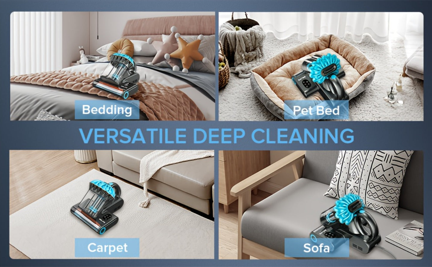 Mattress Vacuum Cleaner 550W 20Kpa – Belife M8 Bed Vacuum with UV Light, Hot Air Heating, HEPA Filter & Dual Dust Cup for Couch, Pillow & Pet Hair (Corded)