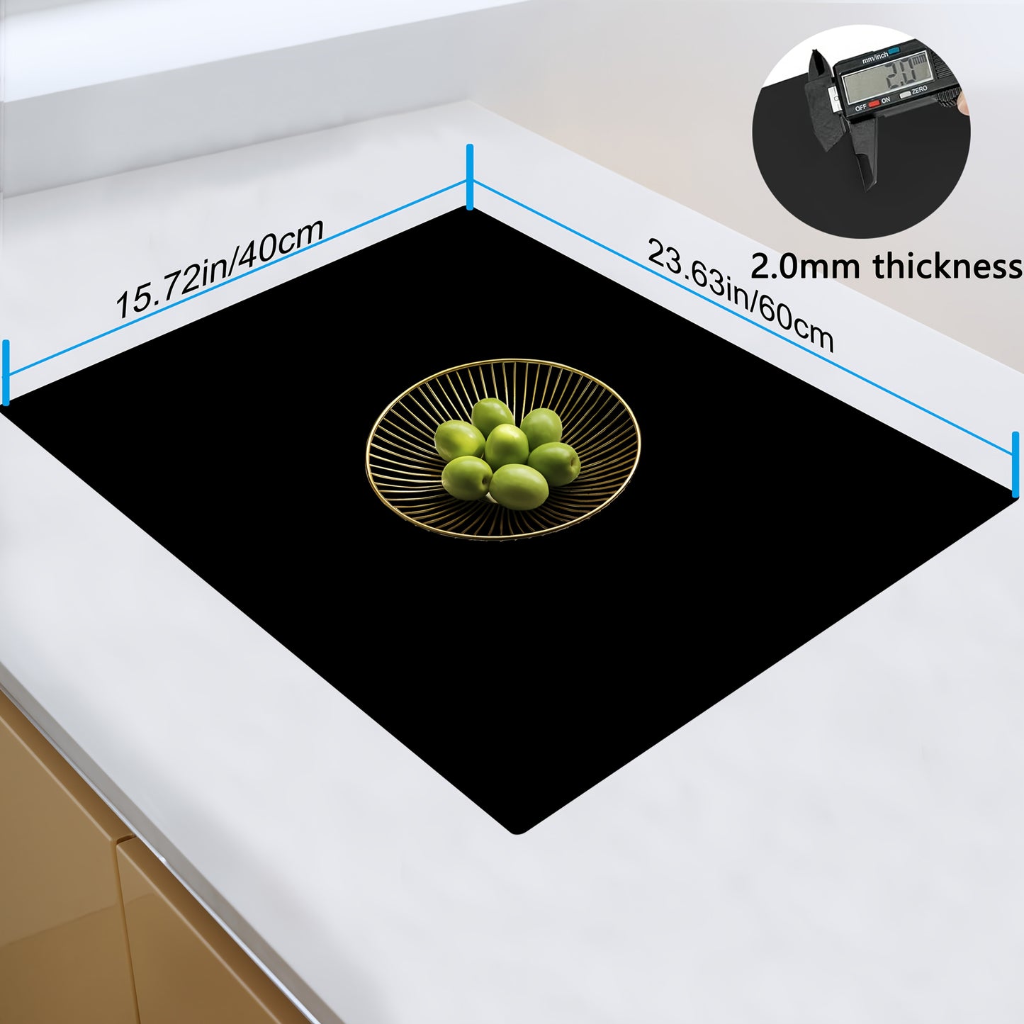 Extra Large Silicone Mat for Kitchen Counter – Nonslip Heat Resistant Countertop Protector, Nonstick Waterproof Craft Mat & Placemat, Multiple Sizes & Colors