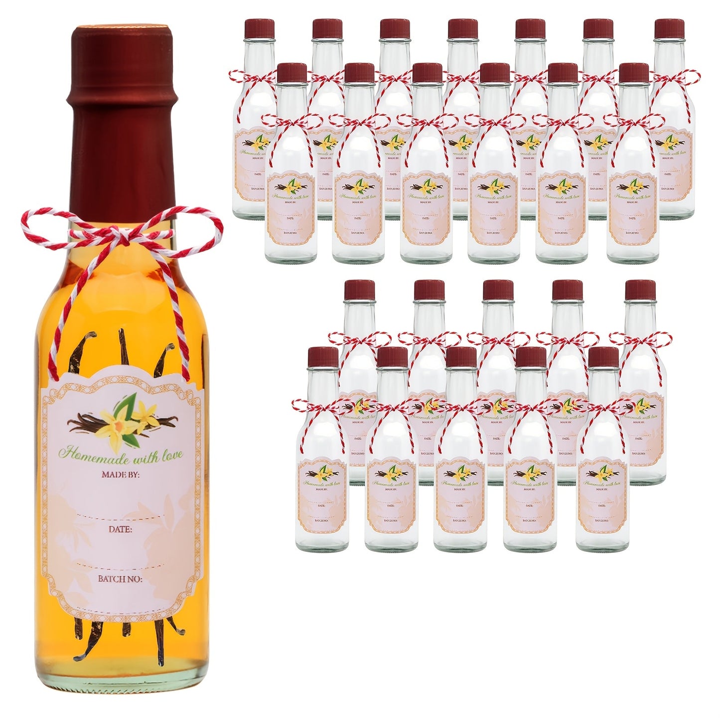 Small Sauce Bottles with Lids 5oz Sealed Inner Cover Set for Hot Sauce Salad Dressing Tomato Sauce Blueberry Fruit Vinegar - Kitchen Storage Condiment Bottles 12 16 24 36 Pack
