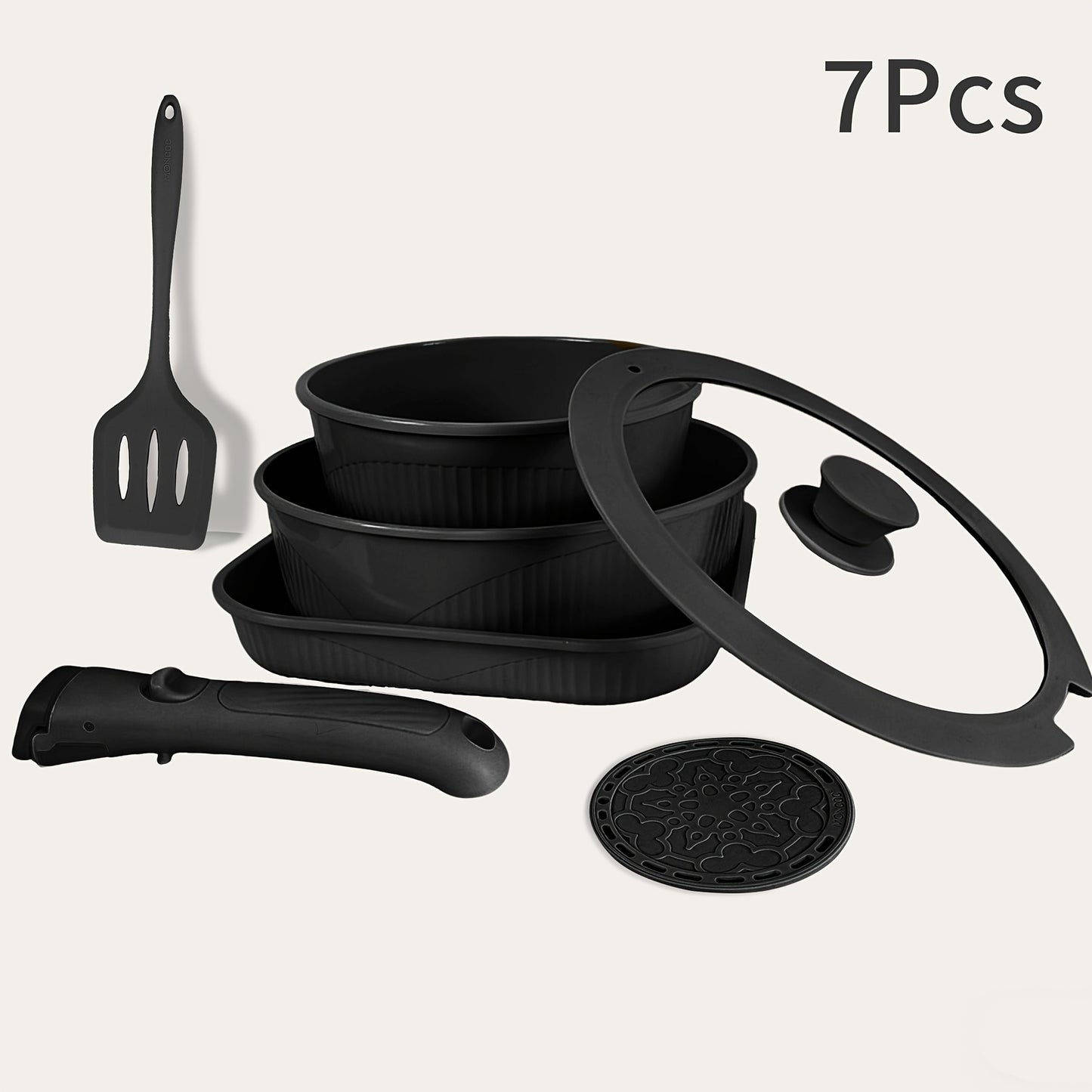 Nonstick Cookware Set 5/7/24 Piece Induction Ready with Detachable Handles – Stackable Pots & Pans Set Includes Skillet Frying Pan Soup Pot Steak Pan for Home RV Kitchen, Multiple Colors