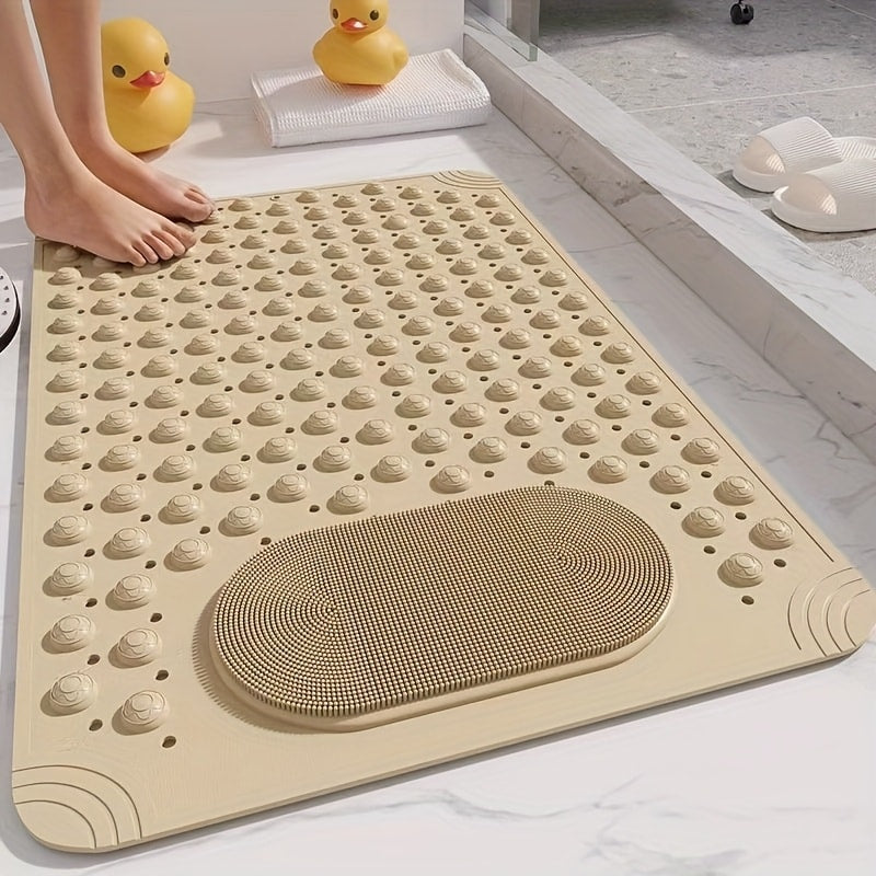 Non-Slip Bath Mat with Massage Buttons - PVC Shower Mat with Polka Dot Pattern, 0.35" Thick Rectangular Bathroom Safety Mat | Anti-Slip Bathtub Mat for Shower, Tub & Bathroom Floor | Multiple Colors