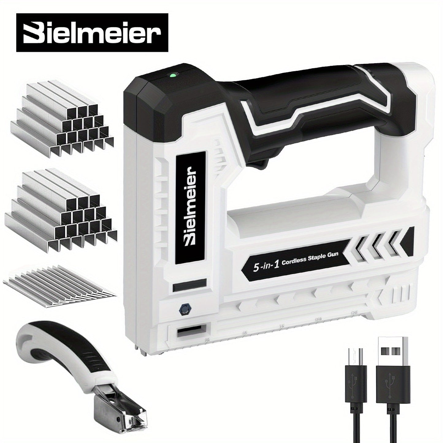 Cordless Stapler Brad Nailer 2-in-1 4V / 20V No Compressor – Lightweight with Battery, Charger & 1600pcs Nails & Staples, for Carpentry, Home Improvement, Upholstery & DIY – Multiple Colors & Upgrade Versions