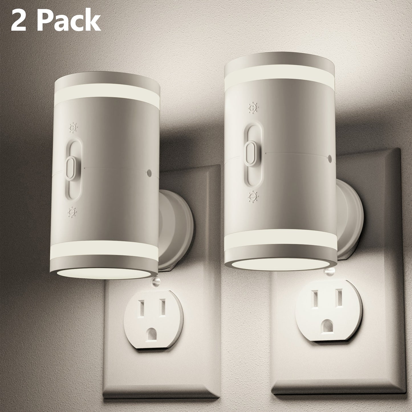 LED Night Light Plug In Dusk to Dawn Sensor – 5-120LM Adjustable Brightness, 3 Color Temperatures, Modern Plug-In Night Lights for Hallway, Bedroom, Staircase, Bathroom & Toddler Room, 2 or 4 Pack
