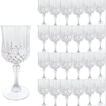 Plastic Wine Glasses 24 Pack 7oz – Unbreakable Crystal Vintage Champagne Flute Glasses Reusable Drinkware for Wedding Party Outdoor Events Kitchen