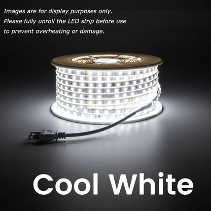 Waterproof LED Strip Lights 110V AC, IP65 120LEDs/Meter Ultra Bright LED Tape Light, Plug and Play Adhesive LED Ribbon for Outdoor Indoor Kitchen Garden Home Room Decoration, Warm White & Cool White