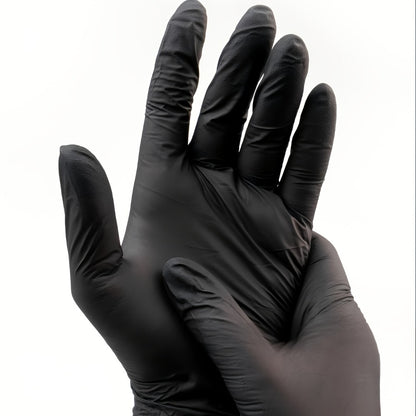 Black Nitrile Gloves 100 Count, 6 Mil Thick Latex-Free Disposable Gloves, Chemical Resistant Tear-Resistant Flexible Ambidextrous, for Automotive, Kitchen, Cleaning, Tattooing & Car Detailing – M, L, XL
