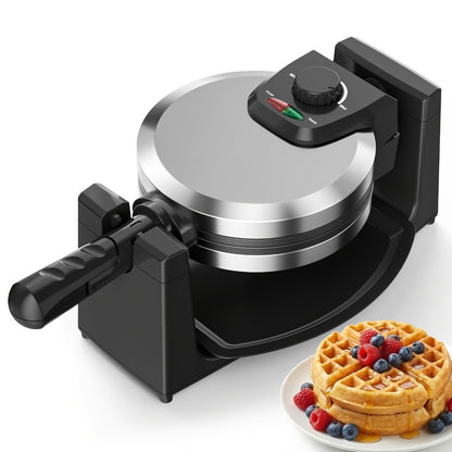 Belgian Waffle Maker 180° Rotating Flip Waffle Iron, Non-Stick Plates, Adjustable Browning Control, Removable Drip Tray, Cool Touch Handle, Stainless Steel, Space-Saving Foldable Design – Single & Double