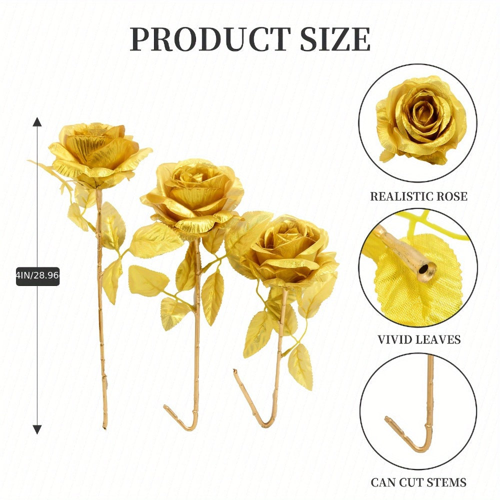 10pcs Artificial Silk Roses Bulk - Fake Flowers for Wedding Home Decor, 19.69" Long Stem, Deep Purple & Dark Green