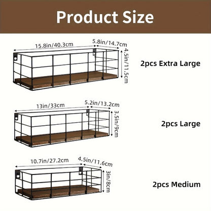 Floating Wall Shelves Set, Wall Mounted Storage Shelf Organizer for Bathroom Bedroom Living Room Kitchen, Multi-Size Space-Saving Wall Rack Decor
