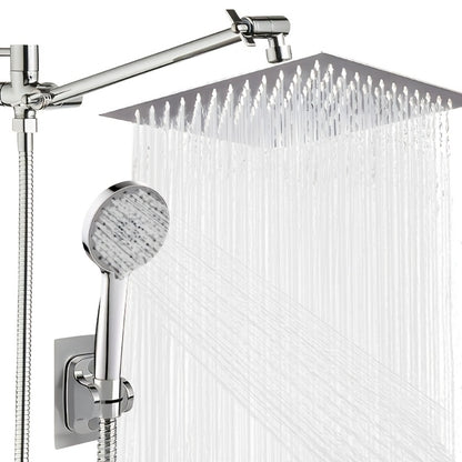 High Pressure Rainfall Shower Head Combo with Handheld Spray – 9 Spray Settings, 180° Adjustable Bracket, Stainless Steel Hose, Anti-Clog Nozzles, Modern Bathroom Shower System