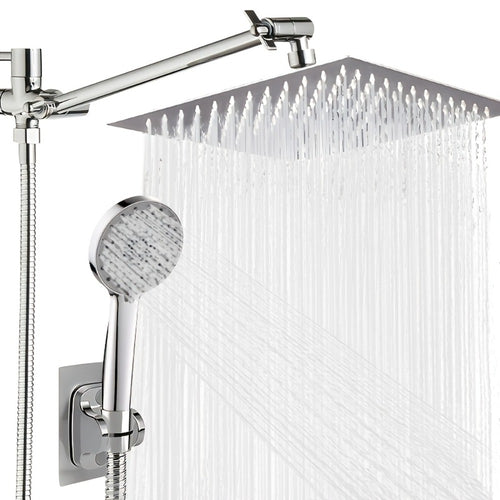 High Pressure Rainfall Shower Head Combo with Handheld Spray – 9 Spray Settings, 180° Adjustable Bracket, Stainless Steel Hose, Anti-Clog Nozzles, Modern Bathroom Shower System
