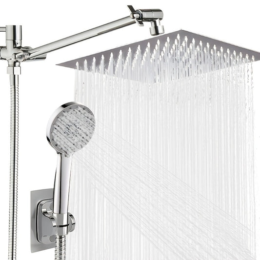 High Pressure Rainfall Shower Head Combo with Handheld Spray – 9 Spray Settings, 180° Adjustable Bracket, Stainless Steel Hose, Anti-Clog Nozzles, Modern Bathroom Shower System