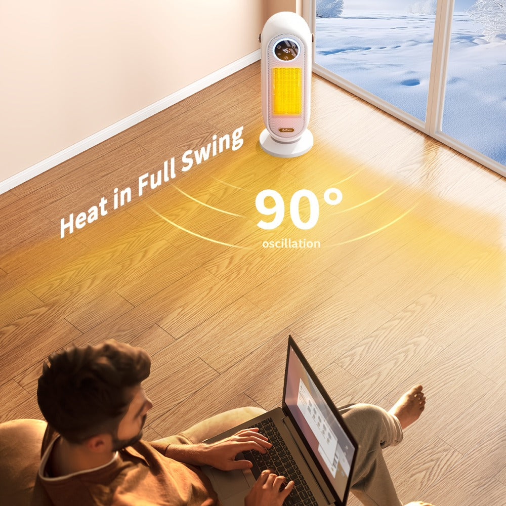 Space Heater 1500W with Remote Control & Digital Display – Portable Electric Heater for Indoor Use, 90° Oscillation, Overheat Protection, Ultra-Quiet Room Heater for Bedroom, Office & Home