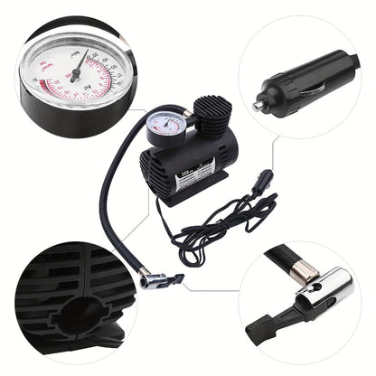 12V Car Tire Inflator Pump 300PSI, Portable Air Compressor for Car Truck Motorcycle Bike Tires, No Battery Needed, Metal Body Compact Design, Digital Pressure Gauge, Emergency Tire Pump for Sports Balls