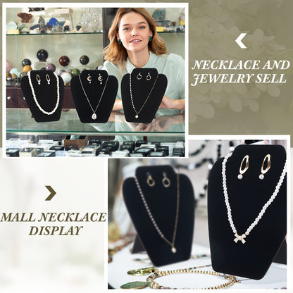 Necklace Display Stand Black Velvet 24pcs Collapsible Jewelry Easel Holder for Necklace Earrings Bracelet Home Store Jewelry Rack Tower Organizer 7.38'' x 8.25''