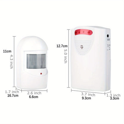 Wireless Driveway Alarm Motion Sensor, Infrared PIR Security Alert System 328ft Range 110dB Chime, USB Expandable Indoor Outdoor Detector for Home Garage Gate Mailbox Fence