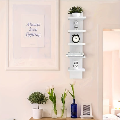5-Tier Floating Wall Shelf Wall-Mounted Storage Rack 31.5" - Space Saving Display Shelves for Bedroom Living Room Oak Finish Easy Install Thickened Suspended Wall Organizer